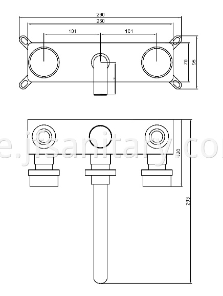 Size Of Double Handle In Wall Basin Faucets